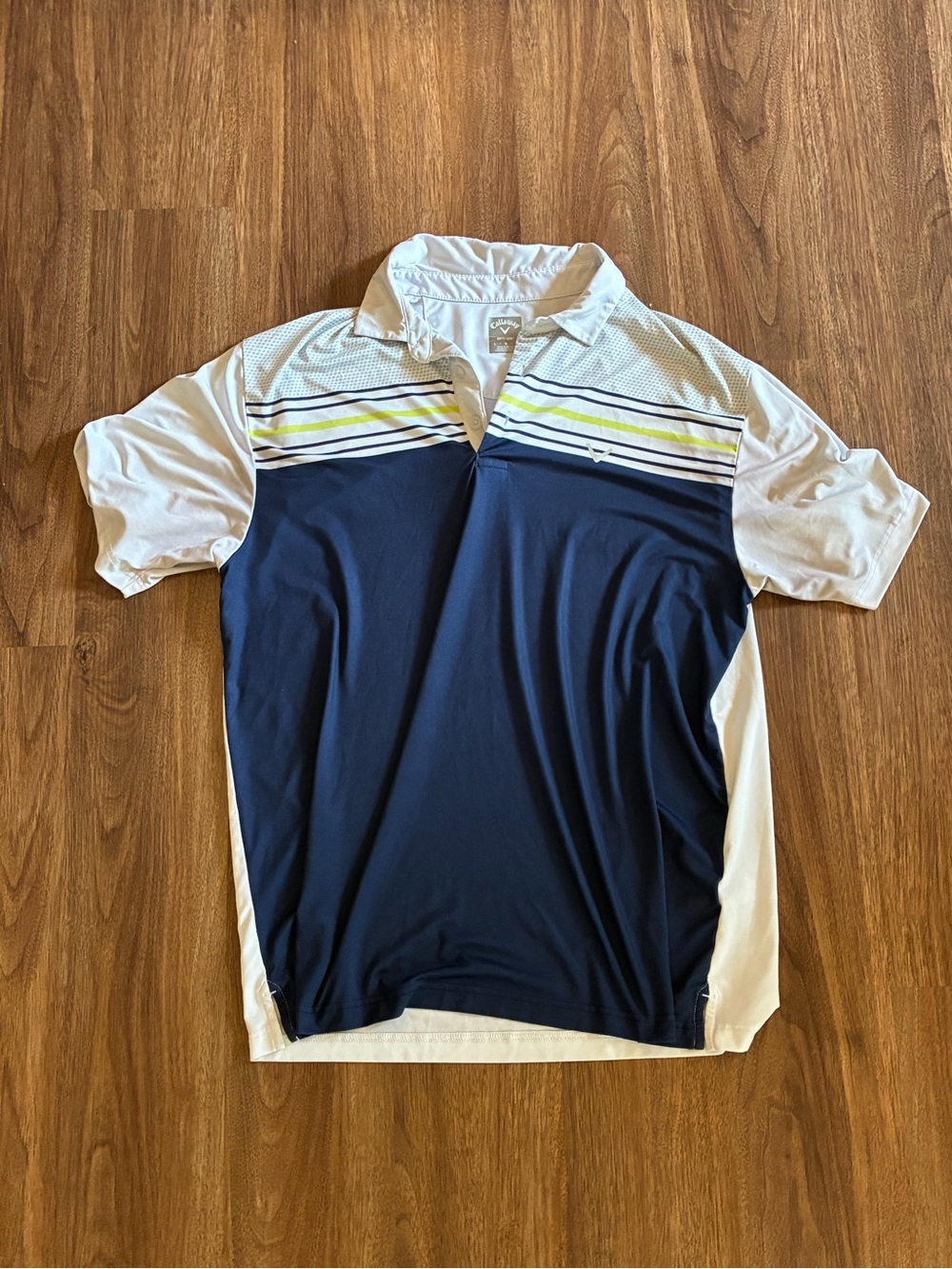 Callaway Golf Polo White And Blue Mems Shirt Size Large
